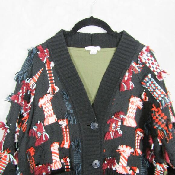 Anthropologie Sweater Size Medium Othilia Cardigan Felia Fringe Puff Sleeve - Picture 6 of 13